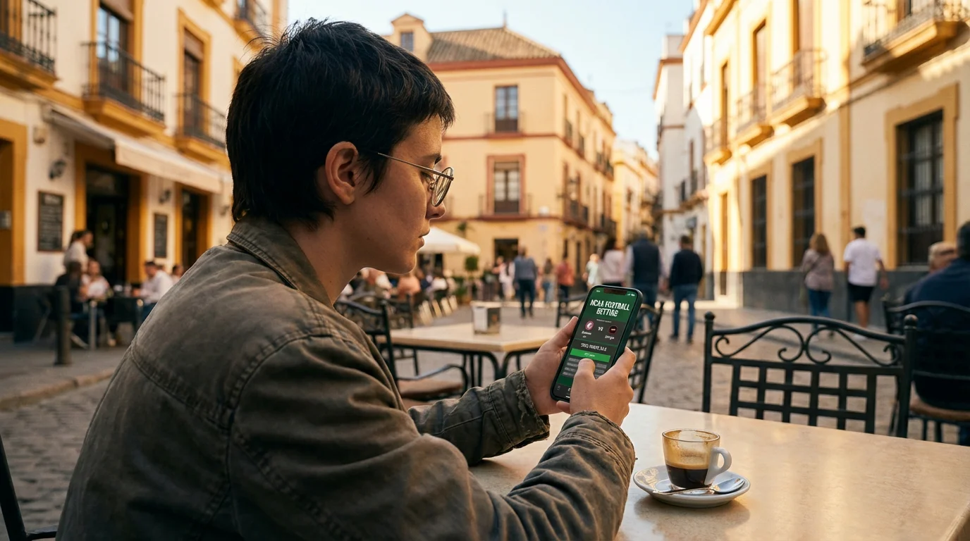 Apuestas móviles de college football desde España con interfaz de app DGOJ