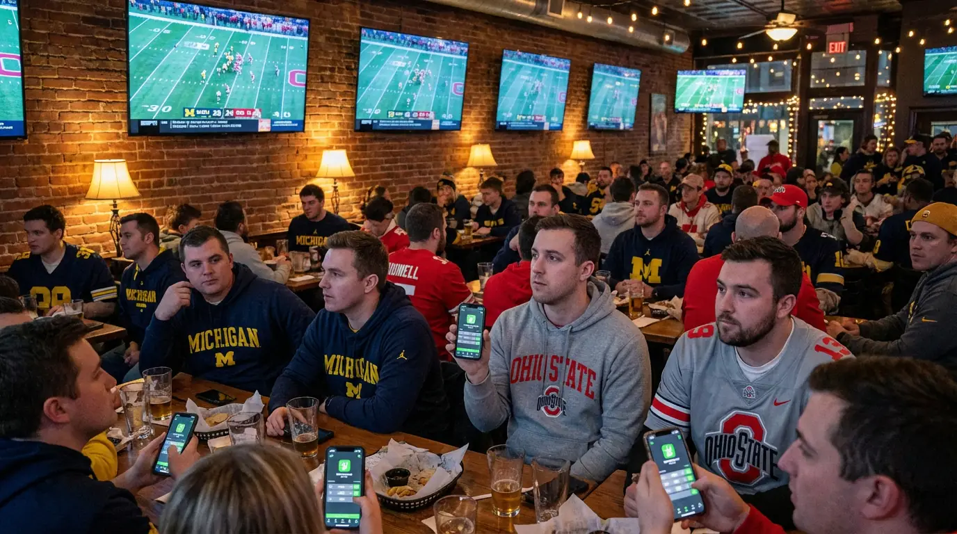 Gráfico de audiencia del College Football Playoff correlacionado con volumen de apuestas