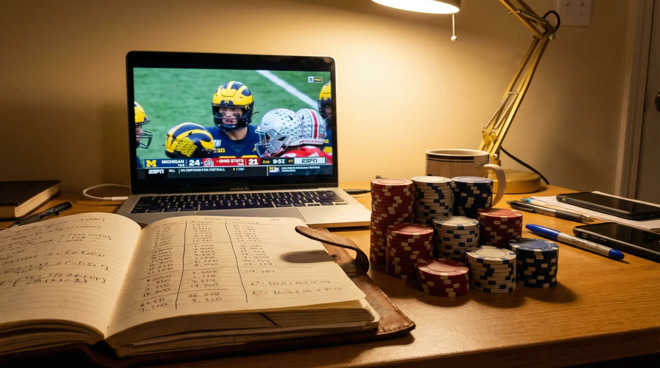 Gestión de bankroll para apuestas de fútbol americano universitario con gráficos de capital y unidades