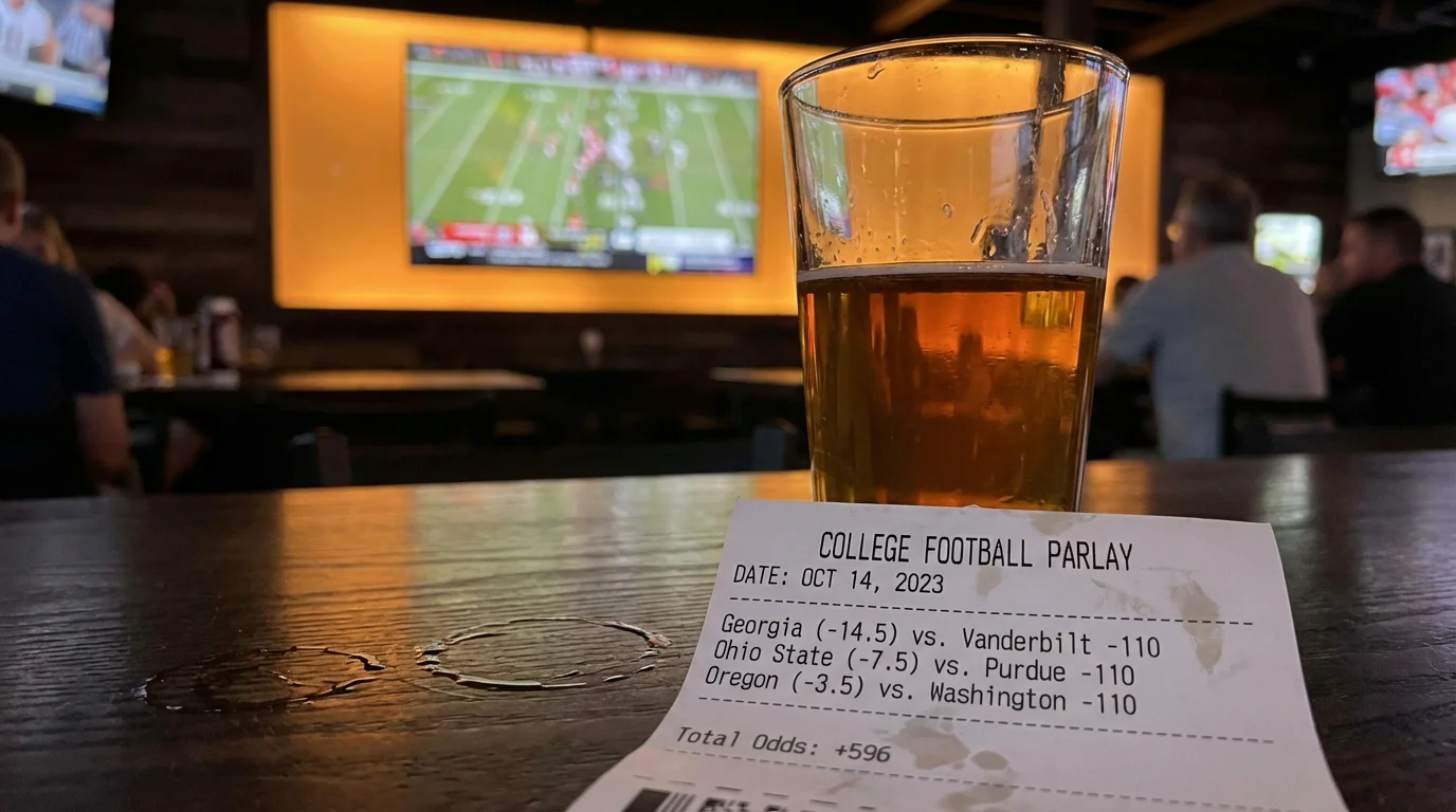 Ejemplo de parlay en college football con selecciones combinadas y cálculo de pago